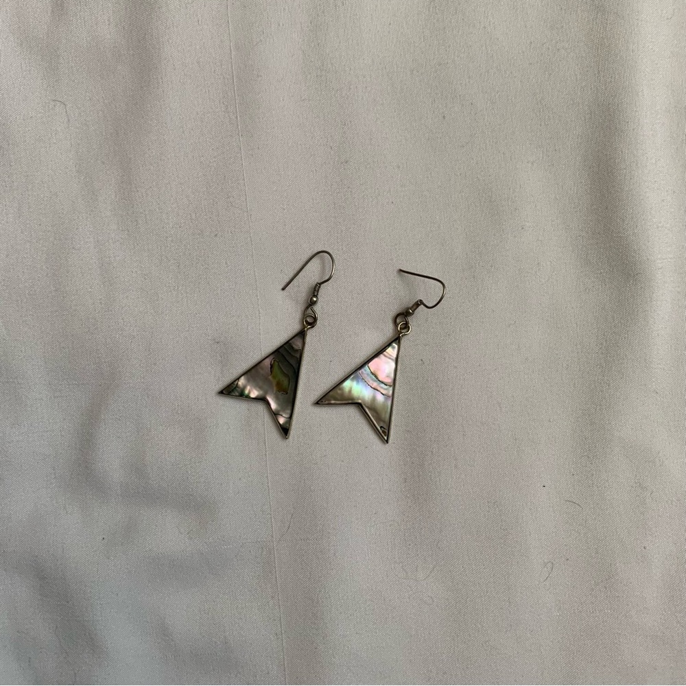 Vintage Sterling Silver and Abalone Earrings